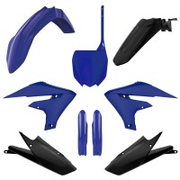 Sada plastů (FULL KIT) YAMAHA YZ 250F '19-'23 YZ 450F '18-'22, v sadě přední tabulka a kryty tlumičů (modrá/černá),POLISPORT
