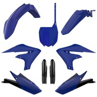 Sada plastů (FULL KIT) YAMAHA YZ 250F '19-'23 YZ 450F '18-'22, v sadě přední tabulka a kryty tlumičů (modrá/černá),POLISPORT