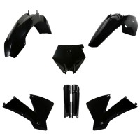 Sada plastů (FULL KIT) KTM SX '03-'04, v sadě přední tabulka a kryty tlumičů (černá),POLISPORT