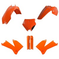 Sada plastů (FULL KIT) KTM SX '05-'06 XC/XC-F 06-'07, v sadě přední tabulka a kryty tlumičů (oranžová),POLISPORT