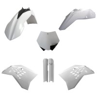Sada plastů (FULL KIT) KTM SX/SX-F '07, v sadě přední tabulka a kryty tlumičů (bílá),POLISPORT