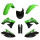 Sada plastů (FULL KIT) KAWASAKI KX 250F '09-'12, v sadě přední tabulka a kryty tlumičů (zelená/černá),POLISPORT
