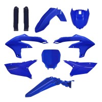 Sada plastů (FULL KIT) YAMAHA YZ 250F '24-'25 YZ 450F '23-'25, v sadě přední tabulka a kryty tlumičů (modrá),POLISPORT