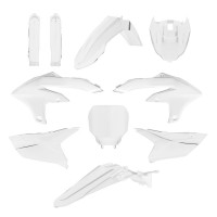 Sada plastů (FULL KIT) YAMAHA YZ 250F '24-'25 YZ 450F '23-'25, v sadě přední tabulka a kryty tlumičů (bílá),POLISPORT