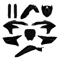 Sada plastů (FULL KIT) YAMAHA YZ 250F '24-'25 YZ 450F '23-'25, v sadě přední tabulka a kryty tlumičů (černá),POLISPORT