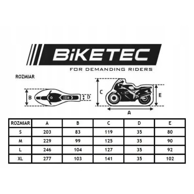Plachta na moto BIKETEC Aquatec, vel. XL