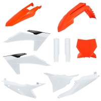Sada plastů (FULL KIT) KTM SX/SX-F/XC/XC-F '23-'24, v sadě přední tabulka a kryty tlumičů (bílá),POLISPORT