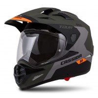 Enduro helma CASSIDA Tour 1.1 Spectre (zelená army matná/ šedá/ oranžová/ černá)