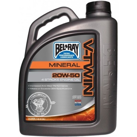 Motorový olej BEL-RAY V-TWIN Mineral 20W-50 4T 4L