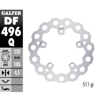 GALFER zadní brzdový kotouč YAMAHA YZF-R6 '03-'23 YZF-R1 '04-'23 MT-10 '16- (CUBIQ FIXED) (220X105X5MM)