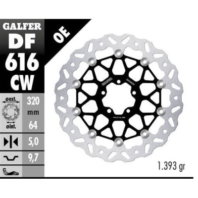 GALFER přední brzdový kotouč KTM 890SMT '23-'25 (WAVE FLOATING) (320X64X5MM)