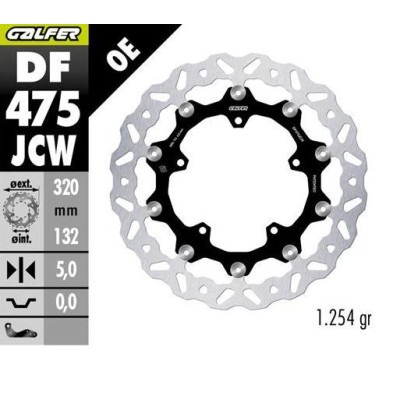 GALFER přední brzdový kotouč YAMAHA MT-10 '17- YZF -R6 '17-'23 YZF-R9 '25 FZ 1 '06' YZF-R1 '04-'23 V MAX 1700 '09- (320X132X5MM)