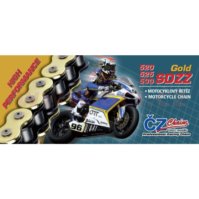 řetěz 530SDZZ, ČZ - ČR (barva zlatá, 112 článků vč. nýtovací spojky RIVET)