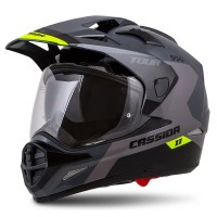 Enduro helma CASSIDA Tour 1.1 Spectre ( šedá/ světle šedá/ žlutá fluo/ černá)
