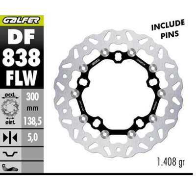 Přední brzdový kotouč HARLEY-DAVIDSON (WAVE FLOATING) (300X138X5), GALFER