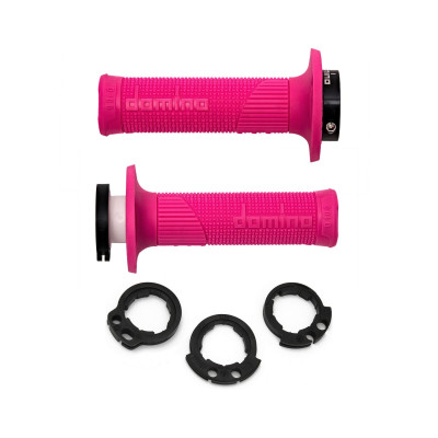 gripy LOCK-ON D100 (offroad) délka 125/130 mm (4 vačky), DOMINO (růžové)