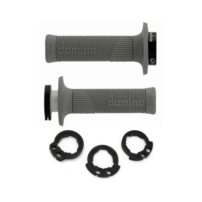 gripy LOCK-ON D100 (offroad) délka 125/130 mm (4 vačky), DOMINO (šedé)