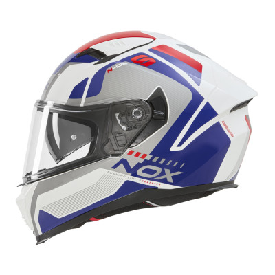 přilba N402 MENTOR, NOX (bílá, modrá, červená) 2026