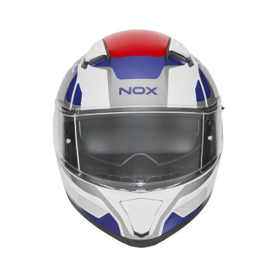 přilba N402 MENTOR, NOX (bílá, modrá, červená) 2026